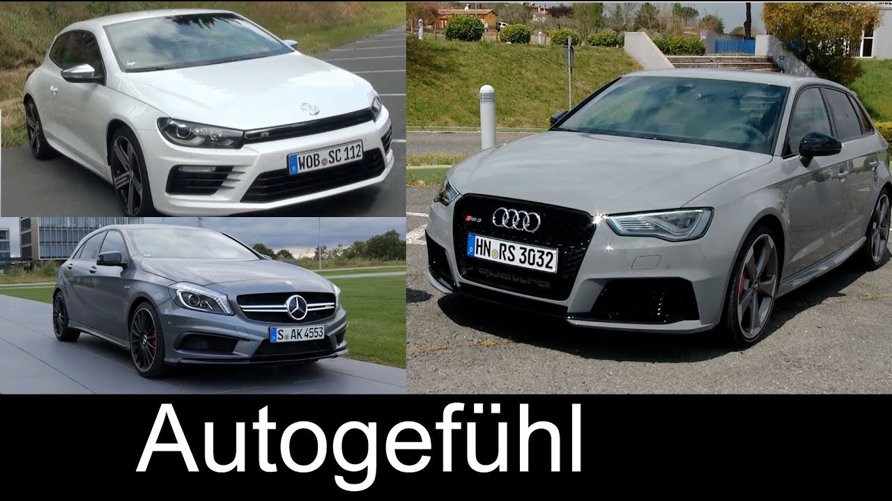 Best Performance Hatch comparison test Audi RS3 vs Mercedes A45AMG vs VW Volkswagen Scirocco R