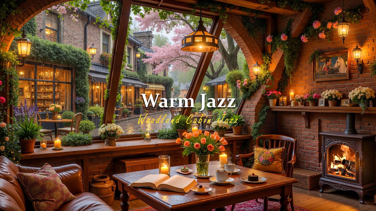 Cozy Winter Jazz in Paris ❄️ Balcony Café Ambience & Crackling Fireplace with Smooth Jazz for Focus
