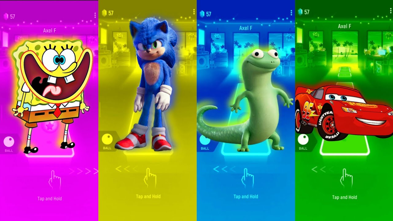 SpongeBob 🆚 Sonic 🆚 Tom Lizard 🦎 🆚 McQueen 🪩 Tiles Hop Edm Rush 