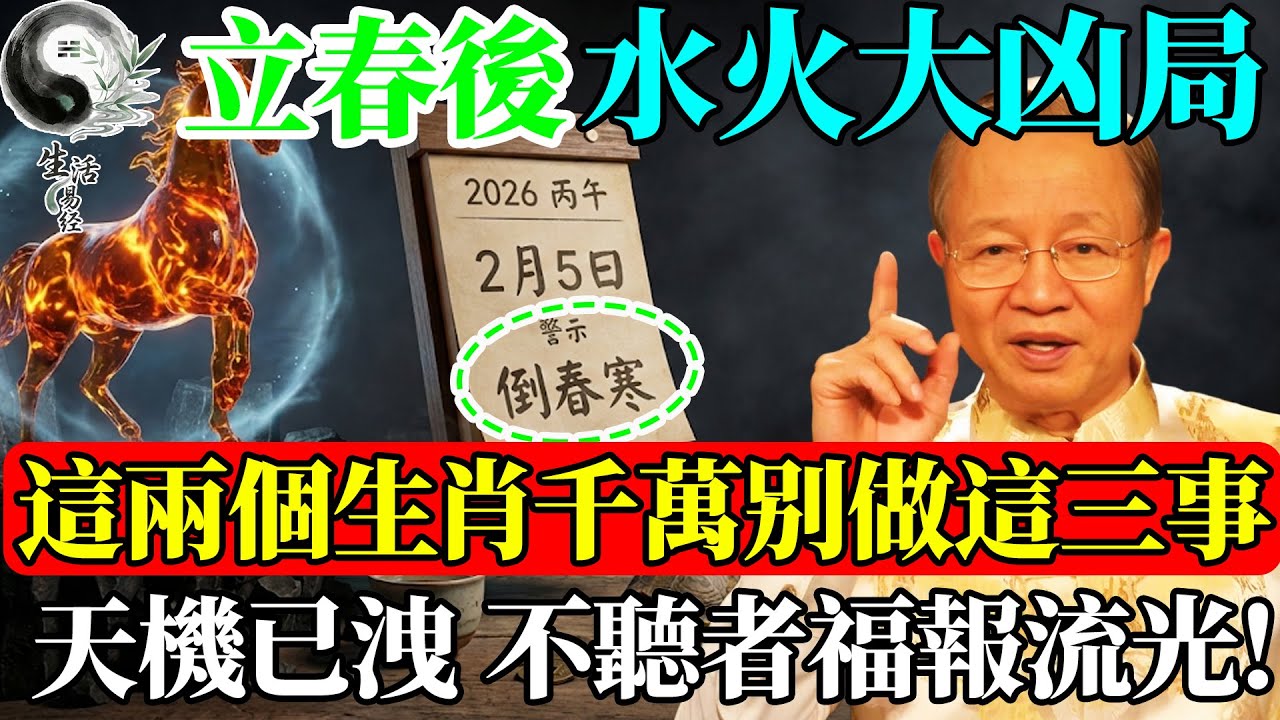 「2026立春後，這三件事千萬別急著做！曾仕強含淚警告：這是丙午『火馬劫』，這兩個生肖不聽必有大災！」#易經智慧 #易經 #曾仕強 #國學 #國學智慧 #正能量 #風水 #人生哲理 #人生感悟