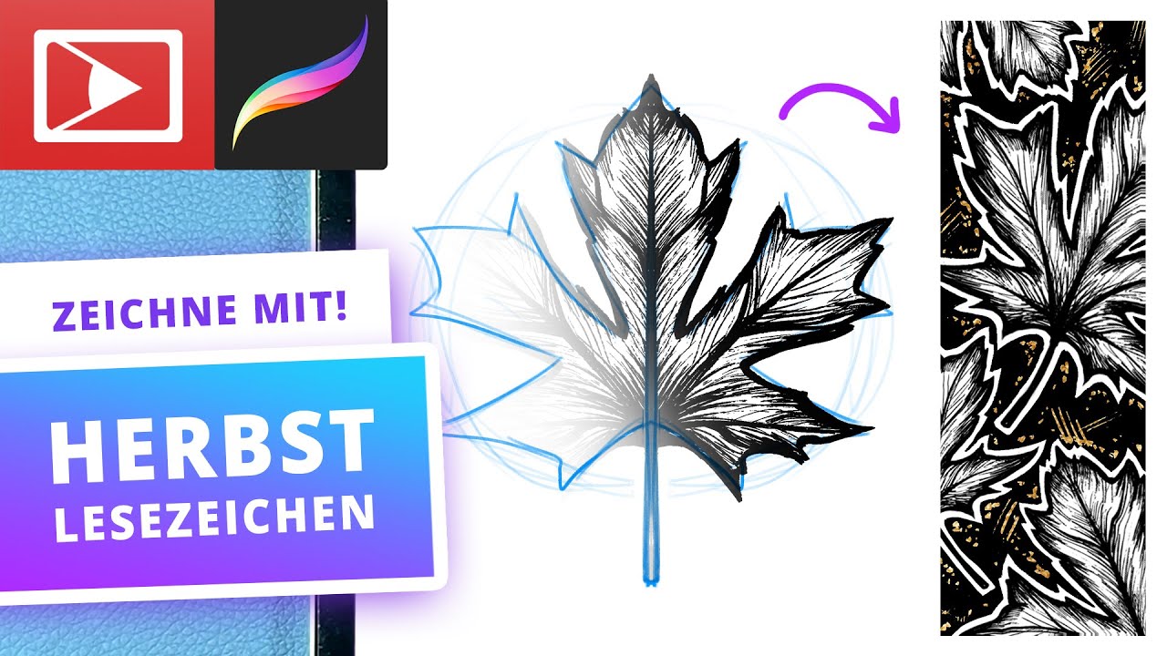 Herbstblätter Lesezeichen zeichnen für Anfänger 🍁 | Procreate Tutorial