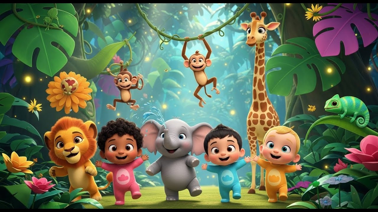 🦁🐘 Jungle Friends Dance 🎶 Fun Baby Animal Song for Babies | Baby Giggles TV
