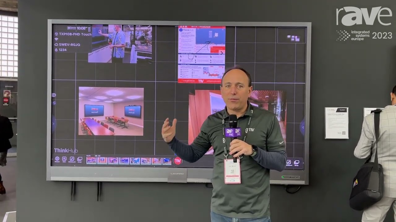 ISE 2023: T1V Demos Leyard TXP Series Huddle Video Wall Display with ThinkHub on the Leyard Stand