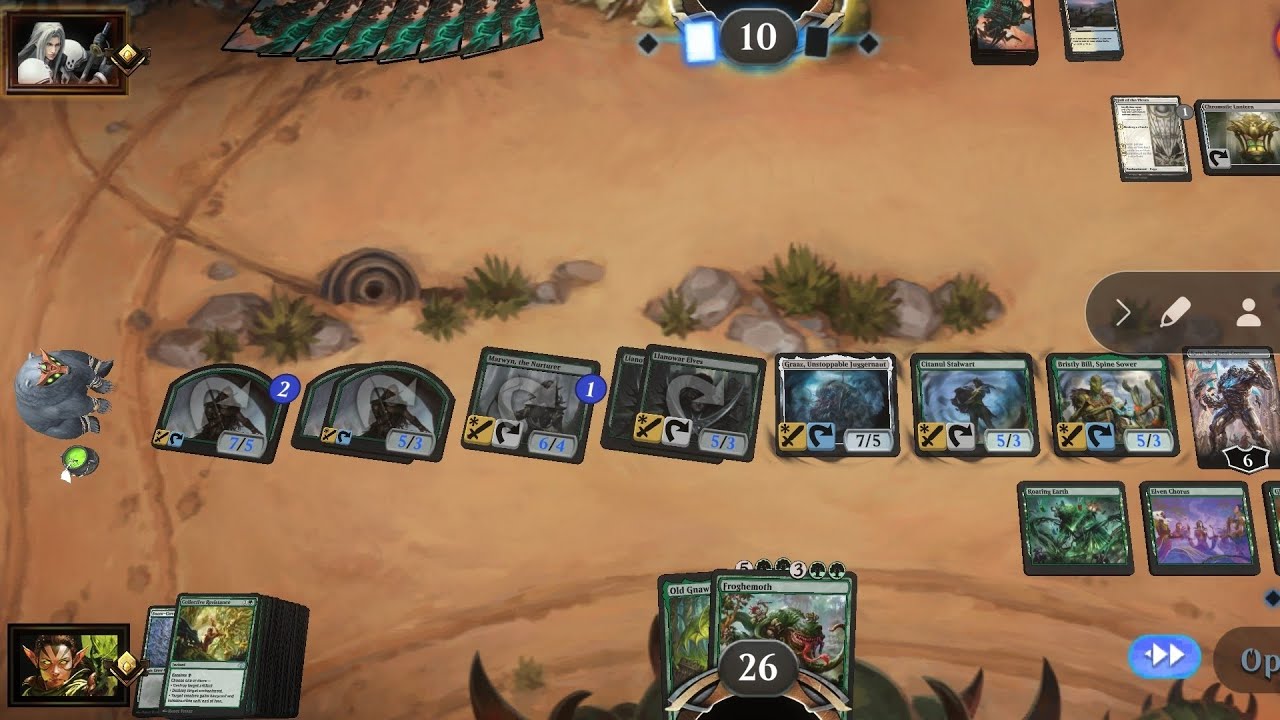 Ep912: Mono green elf/beast deck vs a dummy who destroyed all lands. Gold ranked Historic MTGA