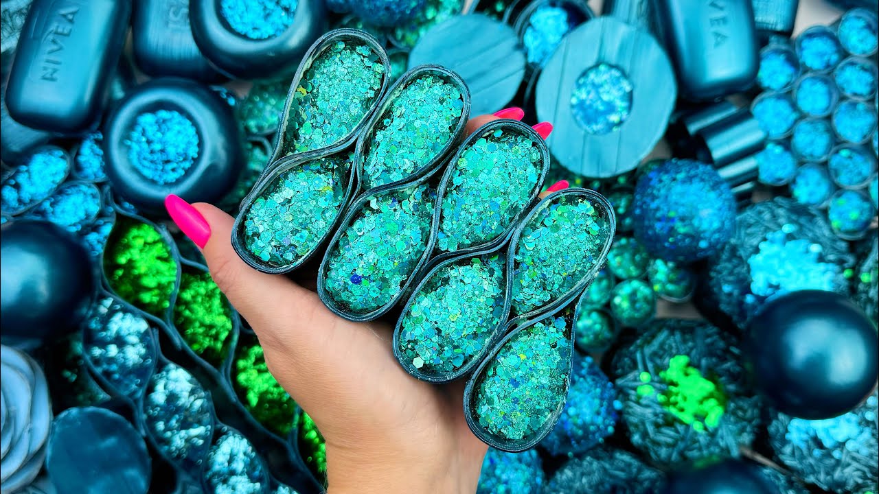 Soap boxes with foam glitter&starch★Clay cracking★Cutting soap cubes ★4K★