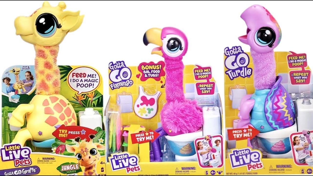 UNBOXING SET GOTTA GO FLAMINGO,GIRAFFE,TURTLE | POOPING | LITTLE LIVE PETS |ASMR