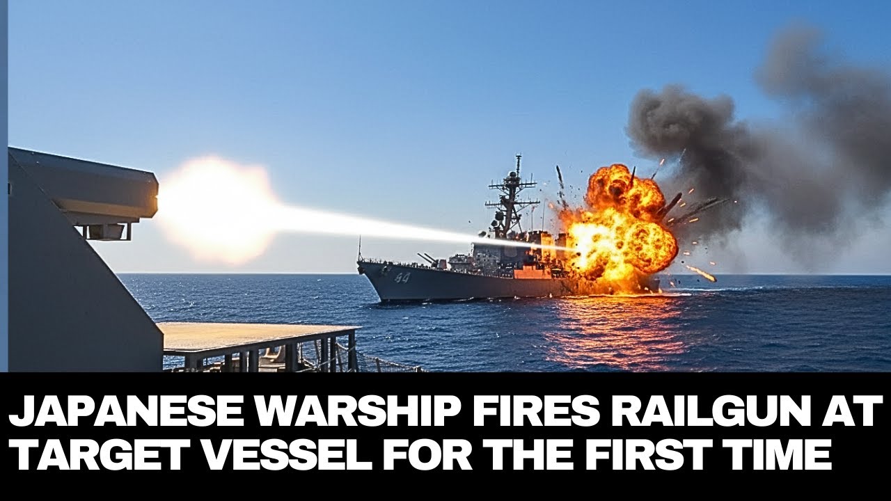 Finally Japanese Warship Fires Railgun At Target Vessel For The First Time.