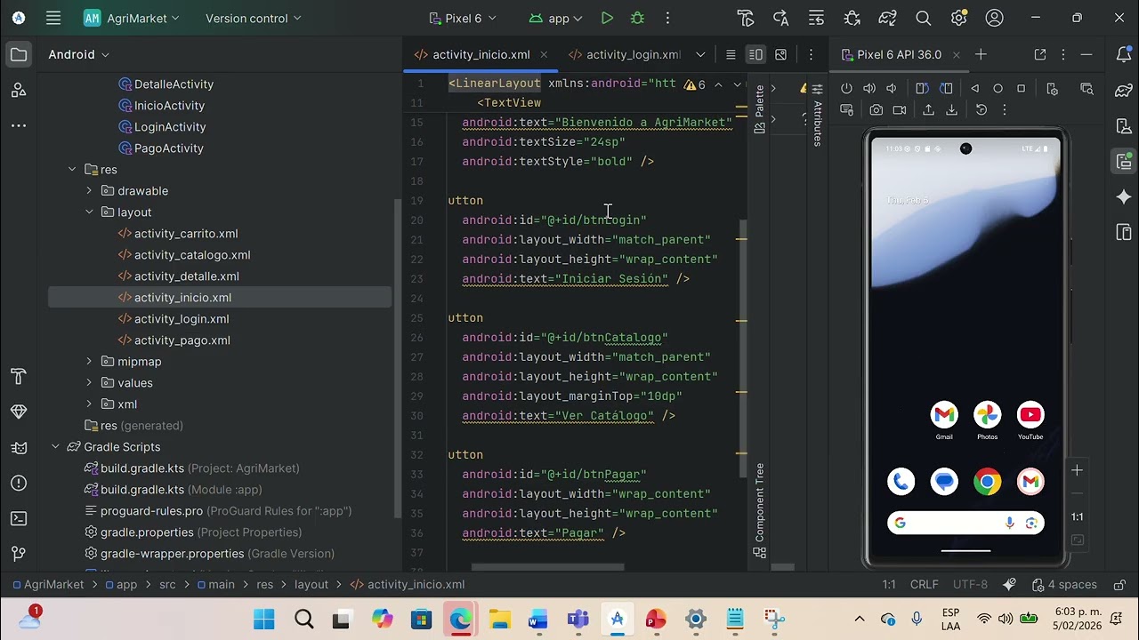 Maquetación de la Interfaz gráfica en XML -Android
