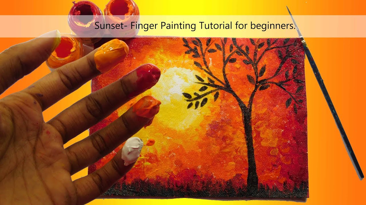 Sunset - Finger Painting Tutorial for beginners