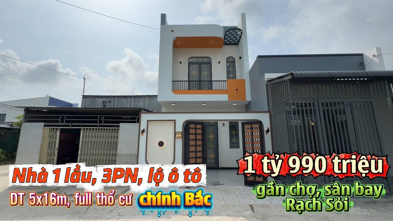 Nhà 1 lầu,3PN, lộ ô tô 7m, KDC vượt lũ Vĩnh Lợi, gần chợ, sân bay Rạch Sỏi