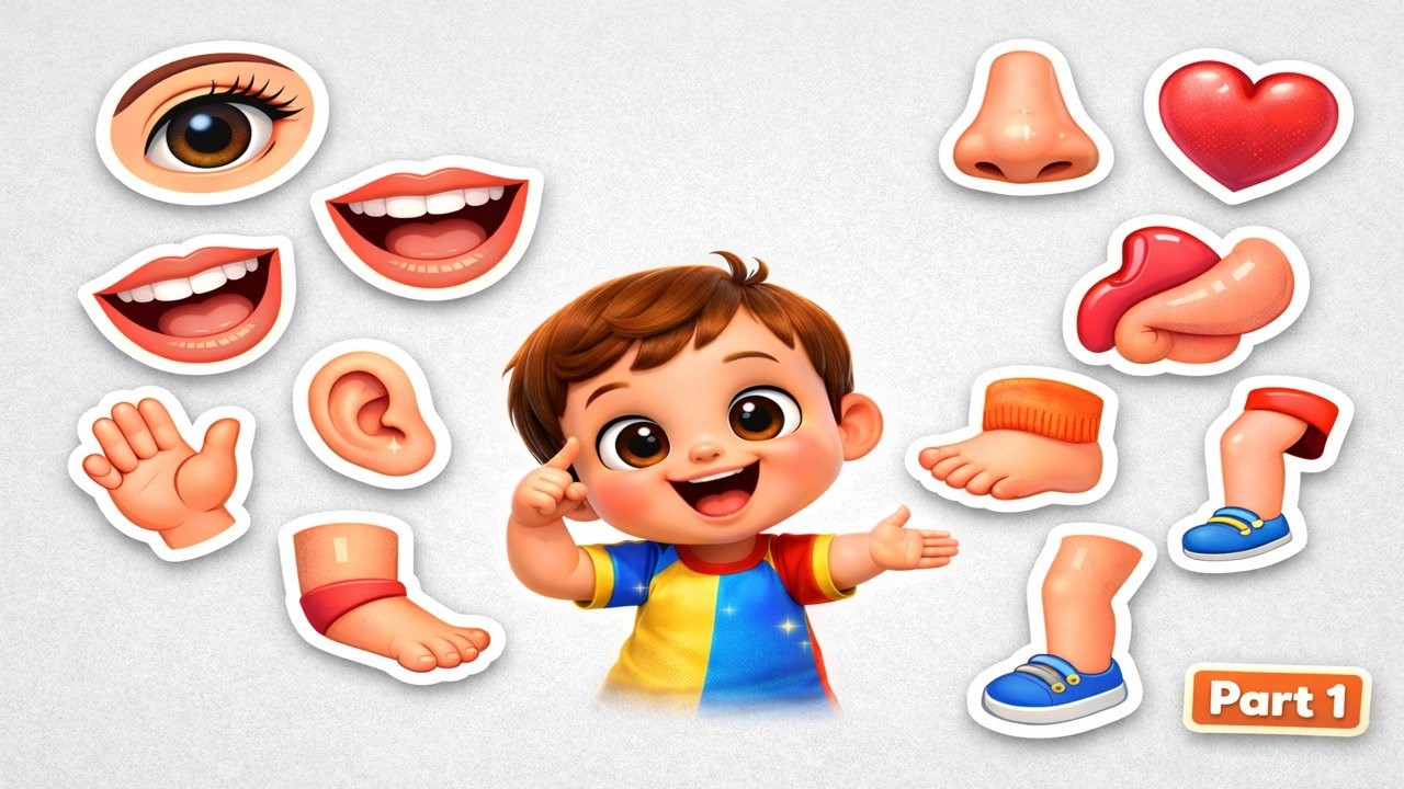 Body Parts Name for Kids – Part 1 | Name of Body Parts in English with Pictures | Head to Knee