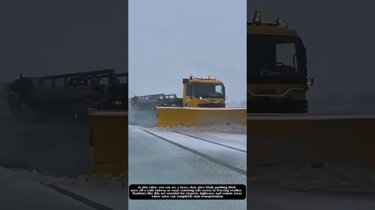 Extreme Snow Plow Truck Clearing Runway in Heavy Snow! #shorts