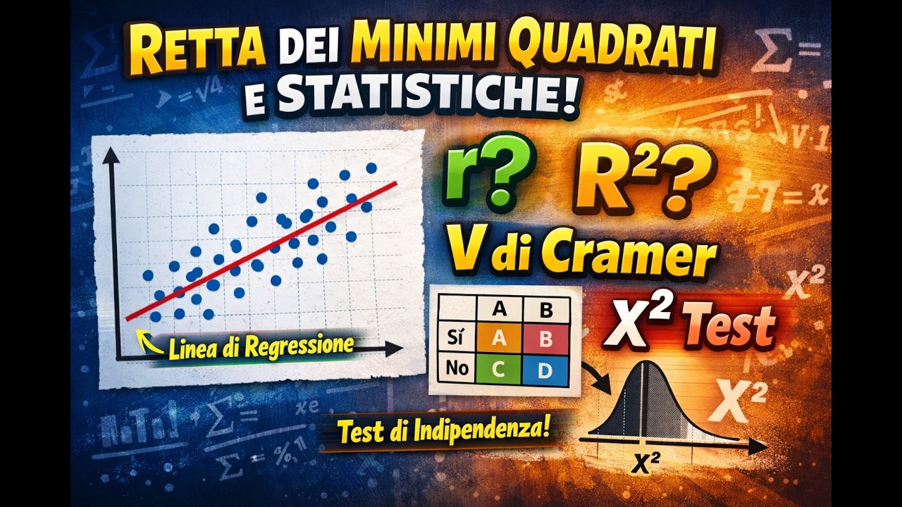📊 RETTA DEI MINIMI QUADRATI, r, R², V di Cramer e Test Chi Quadrato spiegati in modo chiaro.