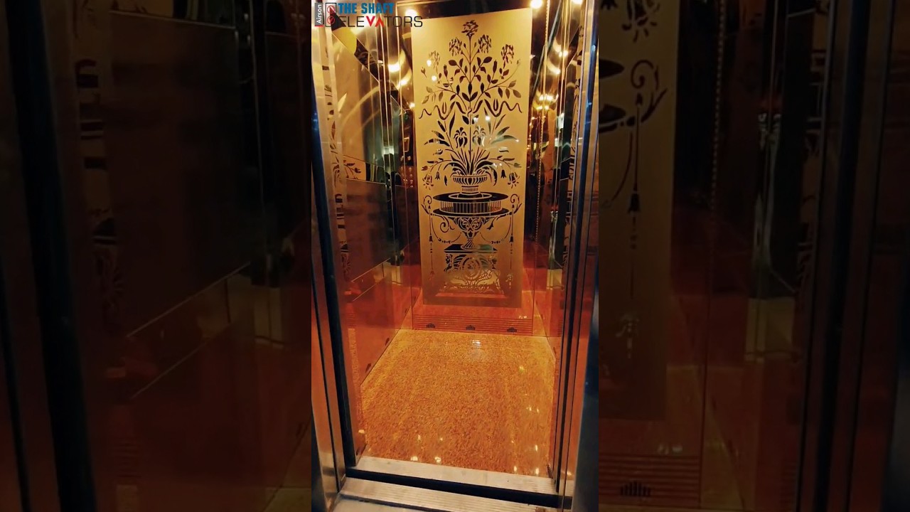 Rose Gold Cabin With Central Opening Door | Machine Room Less Lift/Elevator | 