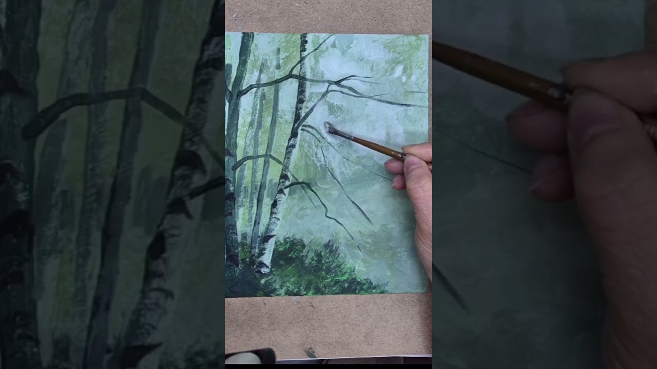 물안개 피는 호숫가 그림ㅡ아련한 자연풍경 아크릴화 #아크릴화 #풍경화 #art #미술 #painting 