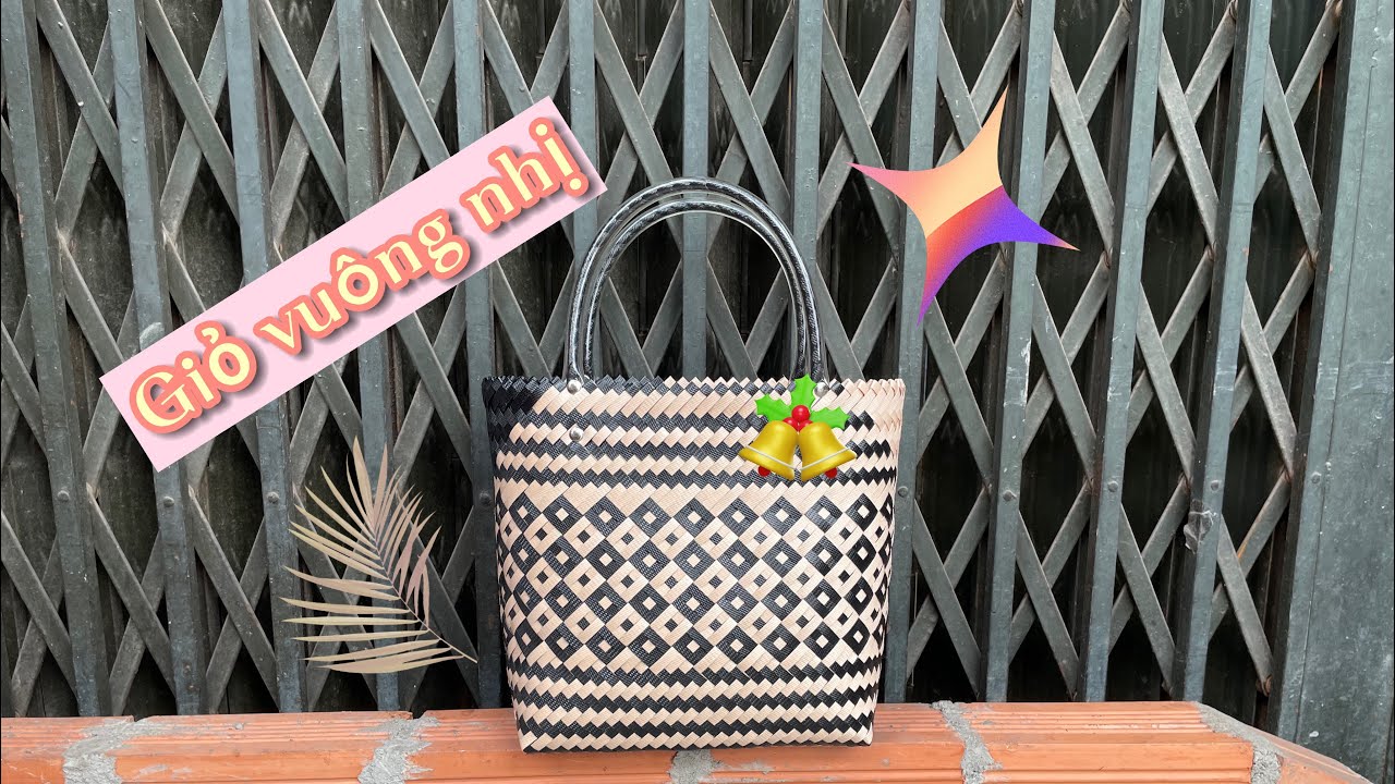 Cách Đan giỏ dây nhựa , nông đôi hình vuông nhị, hand woven bag plastic