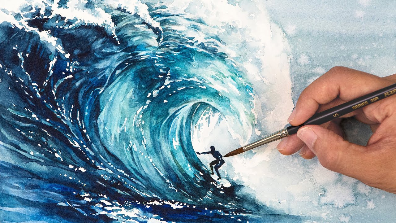 DRAWING SEASCAPE with WATERCOLOR | WAVE