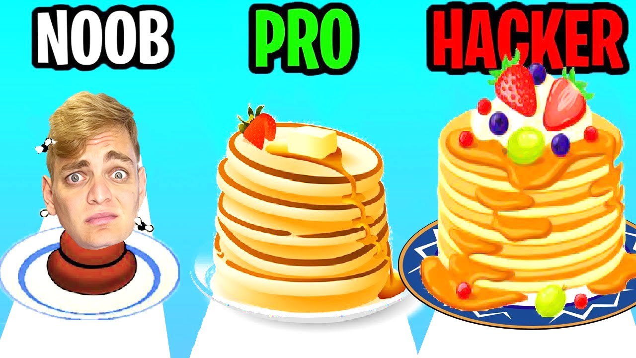 NOOB vs PRO  vs HACKER su PANCAKE RUN ! *FAI PANCAKE GIGANTI PER VINCERE!* Dani e Robbi