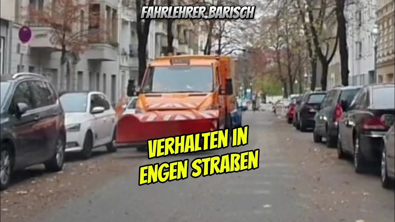 Fahrschule - Enge Stra&szlig;e mit Gegenverkehr - FahrlehrerBarisch