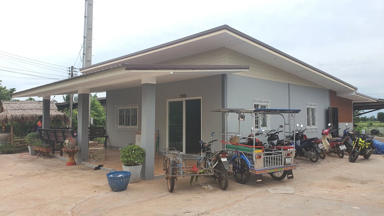 บ้านโมเดิร์นขนาด 8 × 16 เมตร 2 ห้องนอน 2 ห้องน้ำ 1 ห้องครัวในงบไม่เกิน 300,000 บาท ครบทุกอย่าง