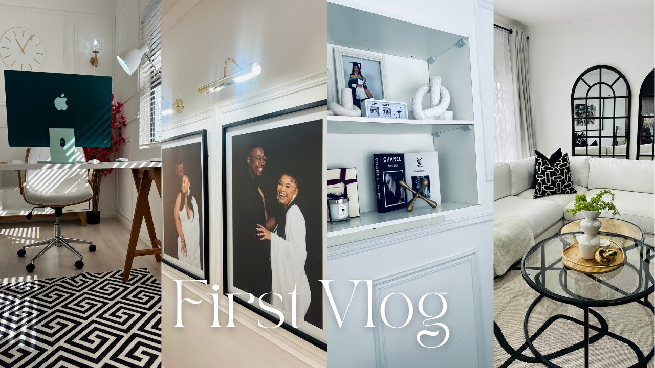 FIRST VLOG || HOME EDITION || LIVING ROOM REVEAL|| HOME OFFICE REVEAL AND MORE .......
