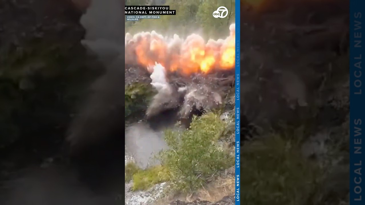 Explosion destroys concrete barrier and reopens salmon habitat