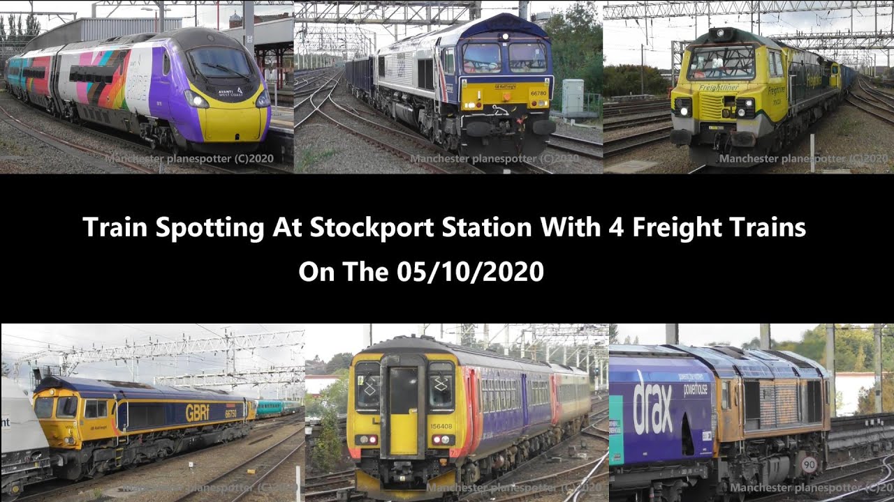 (HD) Train Spotting At Stockport Station With 4 Freight Trains In 2Hours On The 05/10/2020