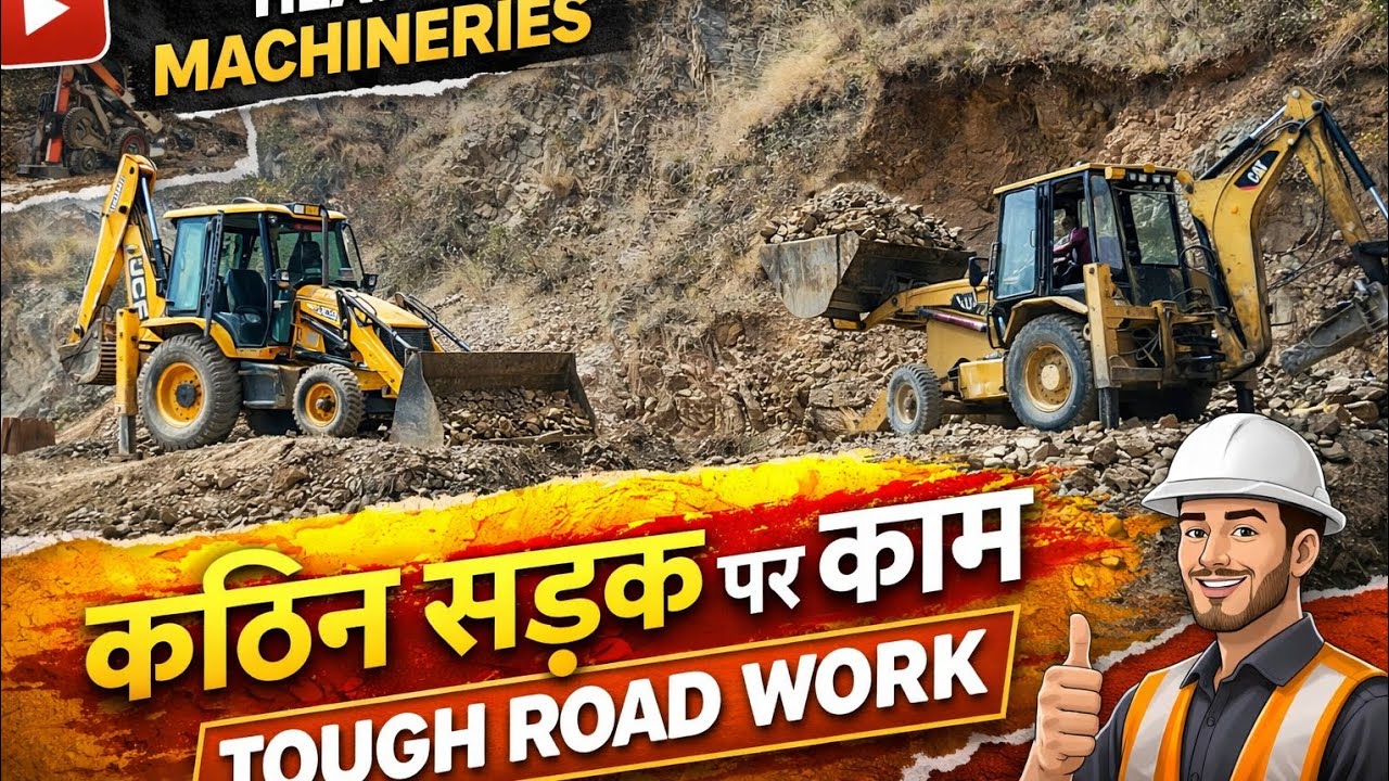 😱 पत्थरों के बीच जबरदस्त काम करती JCB | Amazing Heavy Machine Work | Village Road Work Tough Road Wo