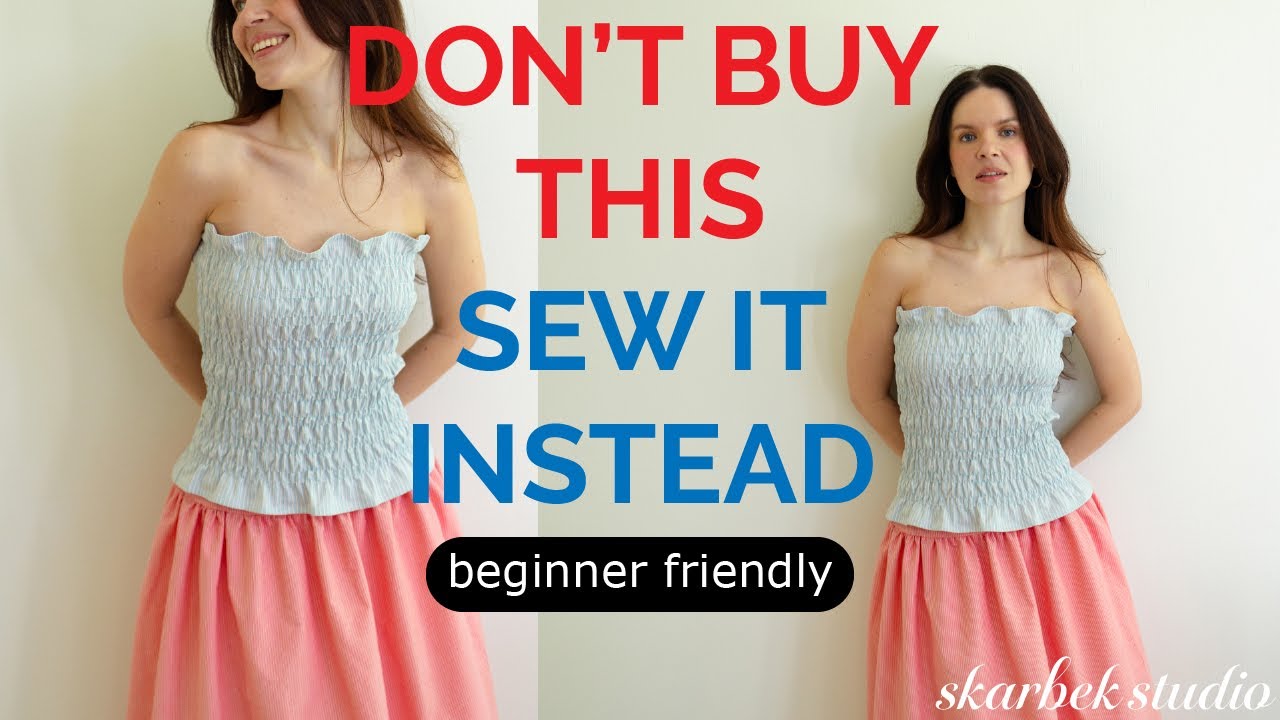 Don't Buy this $200 Shirred Top - Sew It for $4 Instead 🪡 beginner friendly summer sewing tutorial