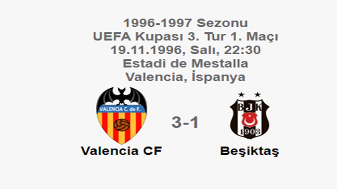 Valencia CF 3-1 Beşiktaş 19.11.1996 - 1996-1997 UEFA Cup 3rd Round 1st Leg