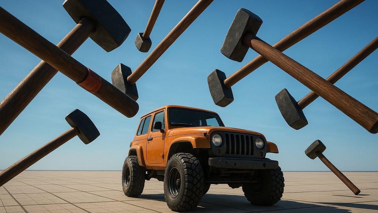 Surviving the Deadly Sledgehammer Trap in BeamNG Drive! 🔨🔥