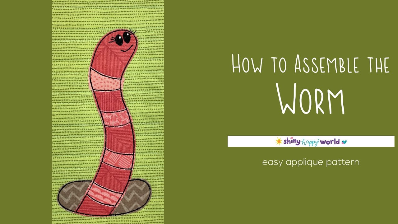 Как собрать выкройку лоскутного одеяла с аппликацией «Червяк»