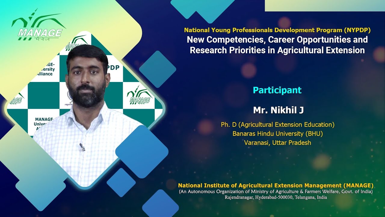 Feedback From the Participant Mr  Nikhil J of MANAGE-NYPDP
