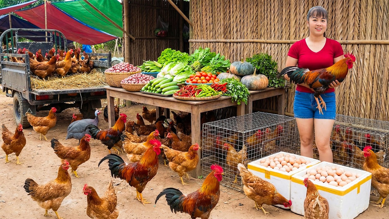 100+ Chickens Bought! 3-Wheeled Truck Fully Loaded for Market - Farm to Market