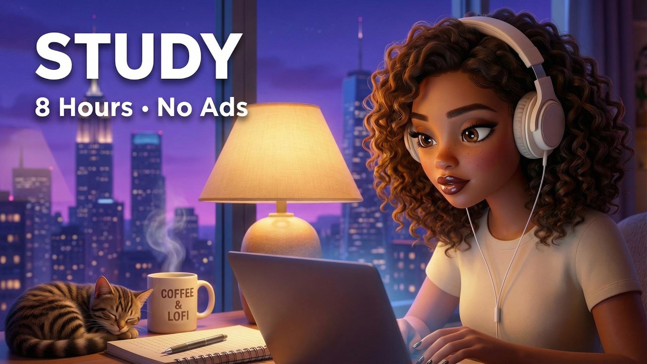 8 Hours Lofi Study Beats for Homework, Reading & Exam Prep 🌙 No Ads