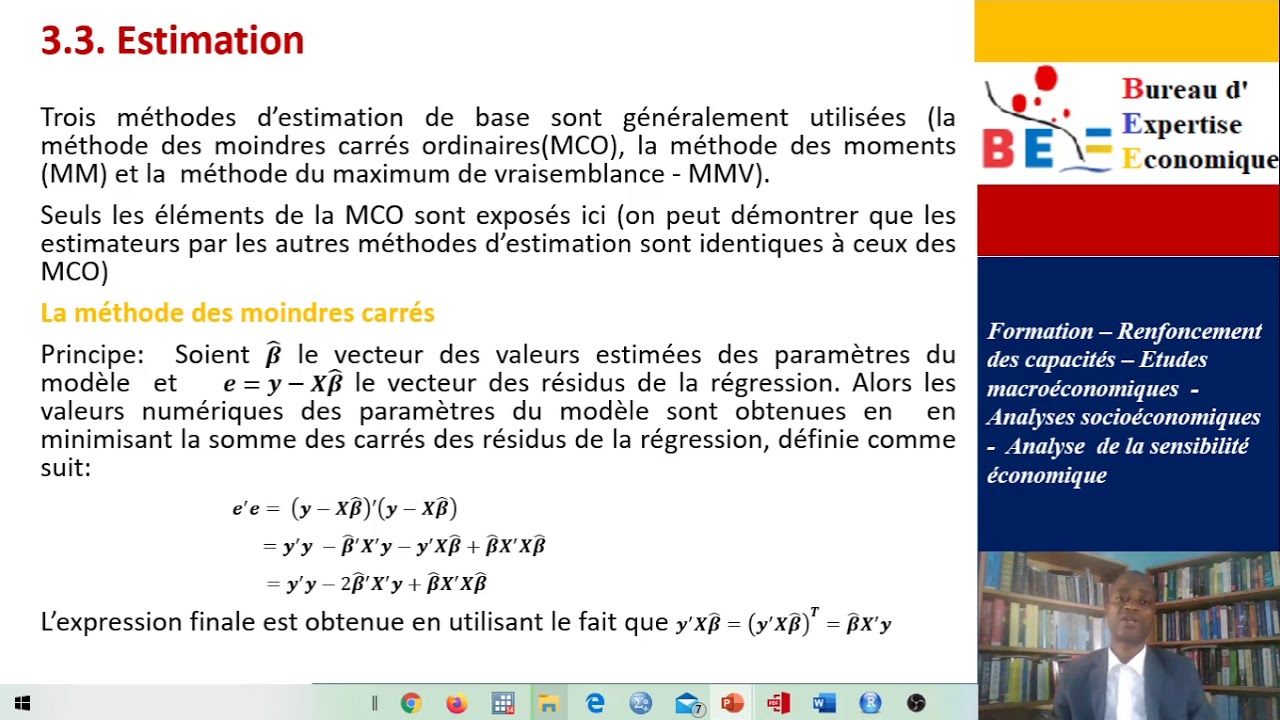 Prof. Kalonda Kanyama. Econométrie 1 (Modèle de régression linéaire multiple)