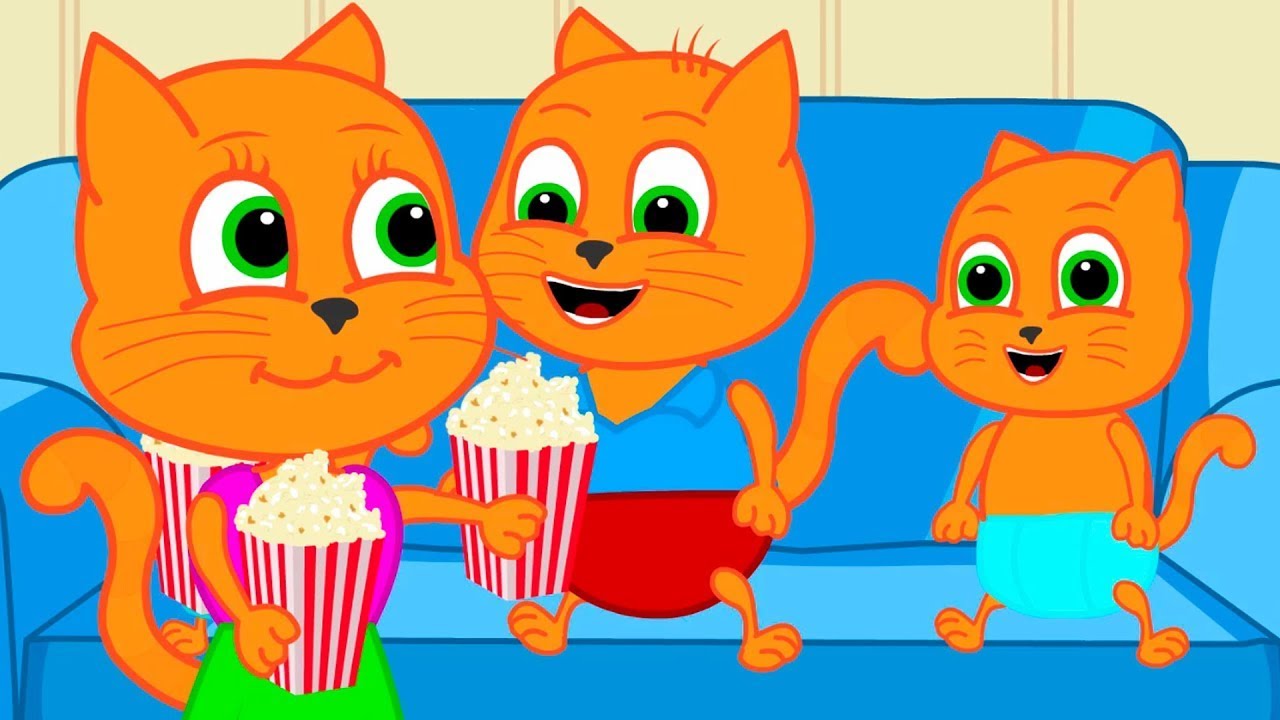 🔴 Família de Gatos - Pipoca caseira Desenho Infantil em Português Brasil