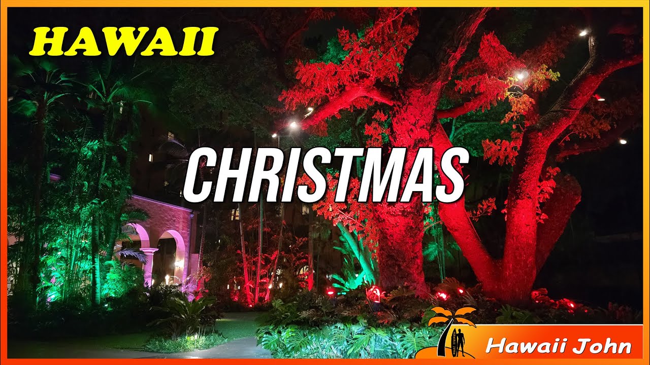 Waikiki Christmas Eve 🌈 Honolulu City Lights 2022 🌴 Hawaii 4K Driving