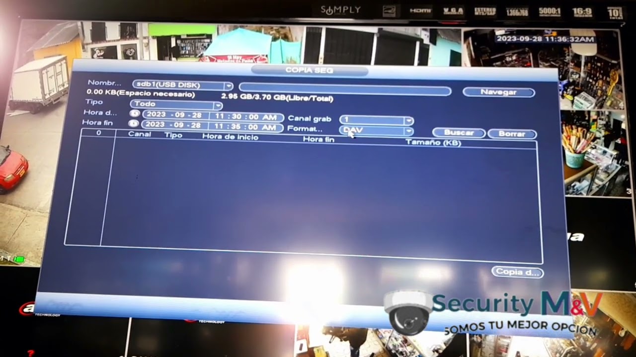 Como sacar un video de nuestro dvr dahua a nuestro usb (Exportar video) copia de seguridad