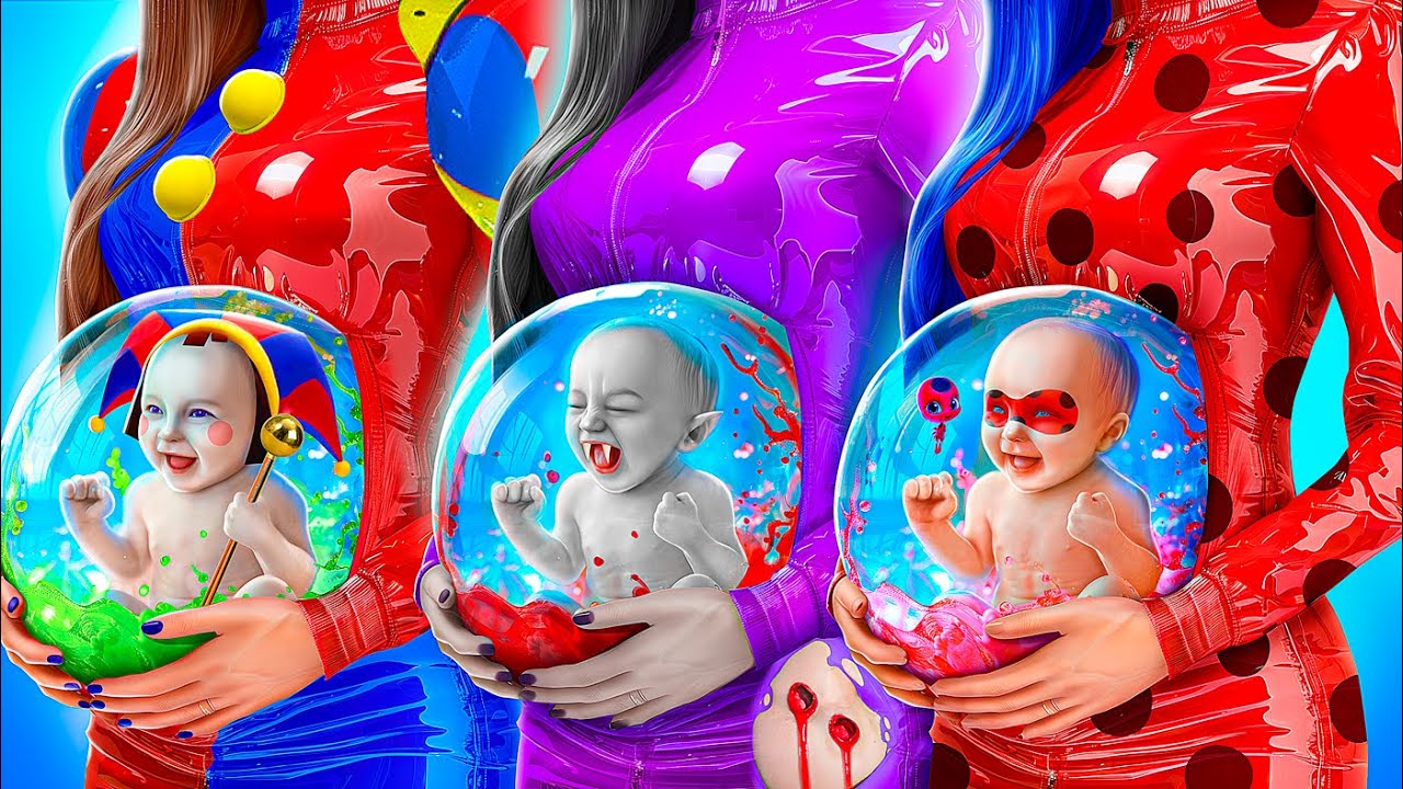 Ladybug Grávida vs Vampira Grávida vs Pomni Grávida! Melhores Truques para Pais