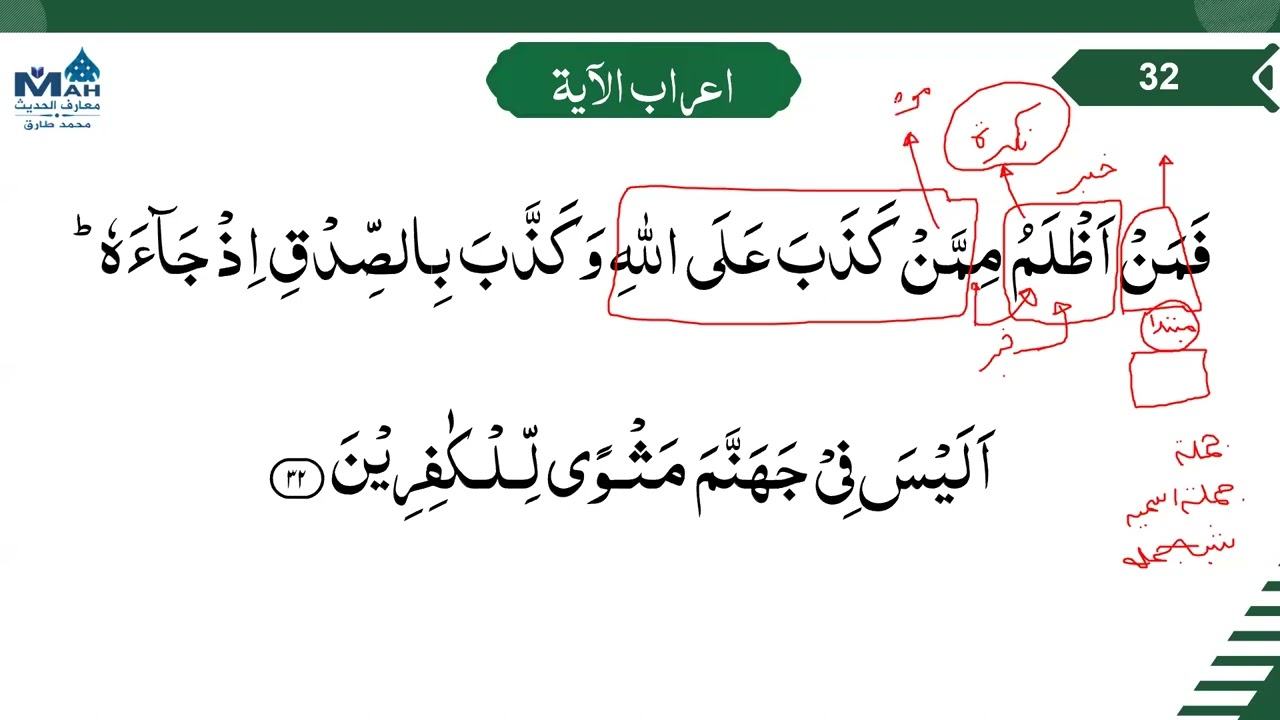 039 Surah Al Zumar 32 - 37 Grammar and Urdu Translation and Tafsir Ibn Kaseer #MAH #اعراب القرآن
