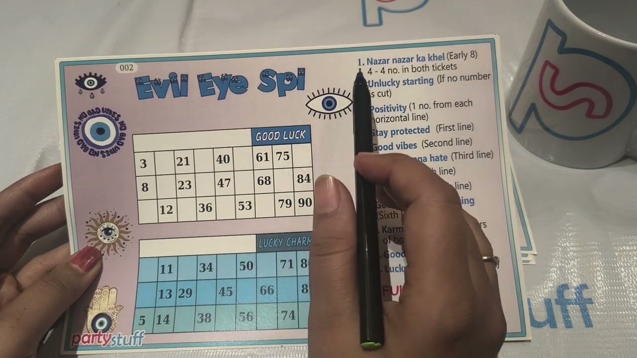 Evil Eye Theme Duet Grid Kukuba Tambola Housie for Party (list6613_1)