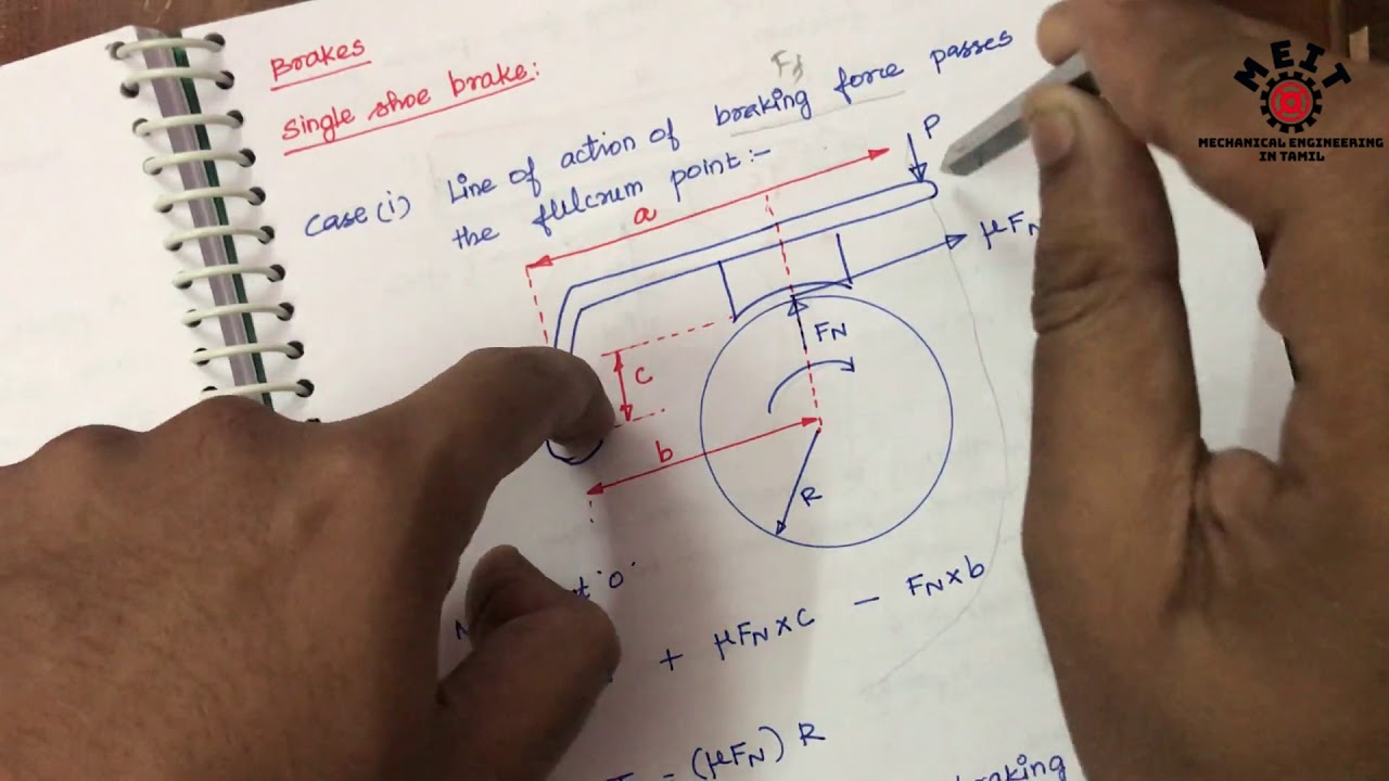 Design of Single/block shoe brake | Design of transmission systems | DTS | KOM | Tamil