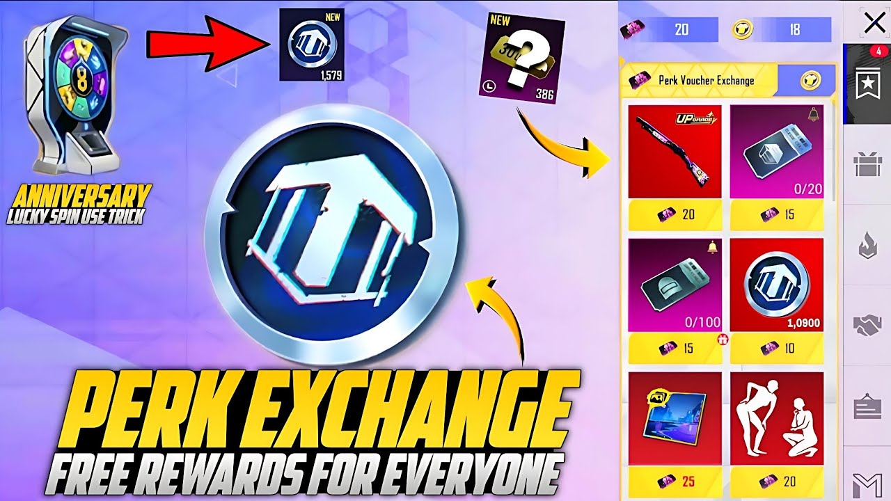 😱 Anniversary Lucky Spin Almost Unlimited Lucky Coins | Upgrade Gun In Perk Exchange Event |PUBGM
