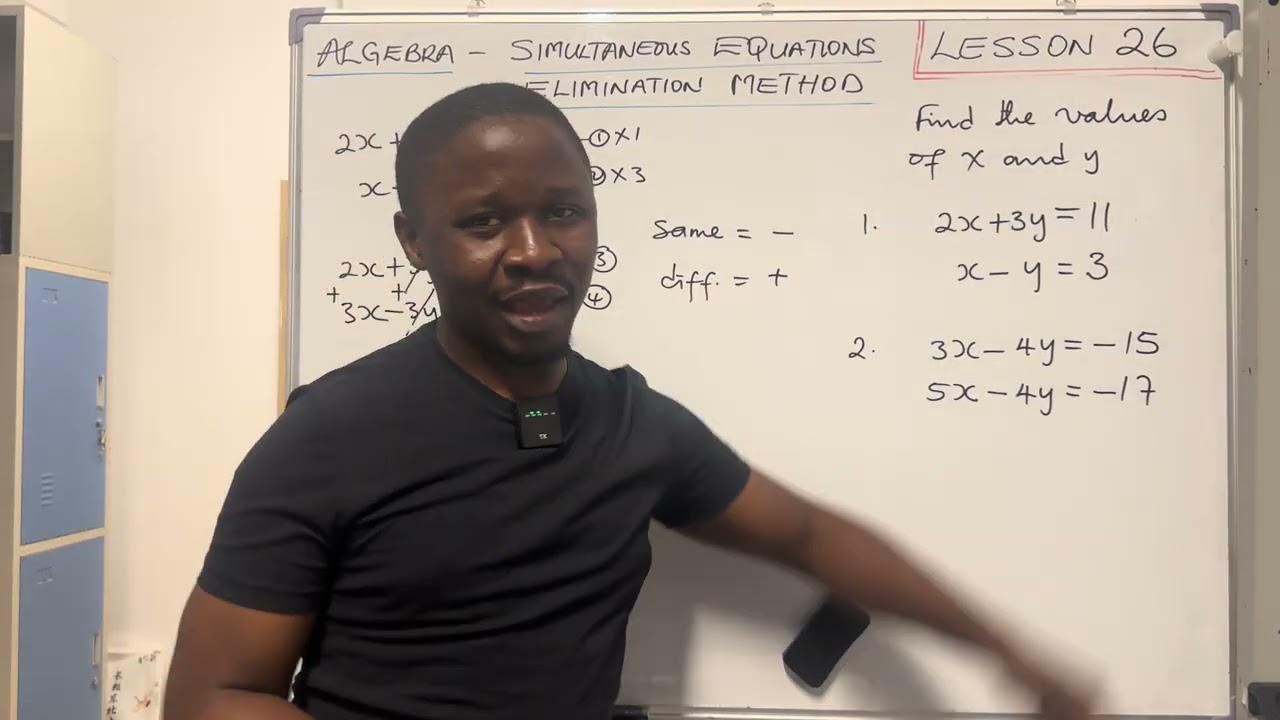 Algebra : Lesson 26 : Simultaneous Equations 