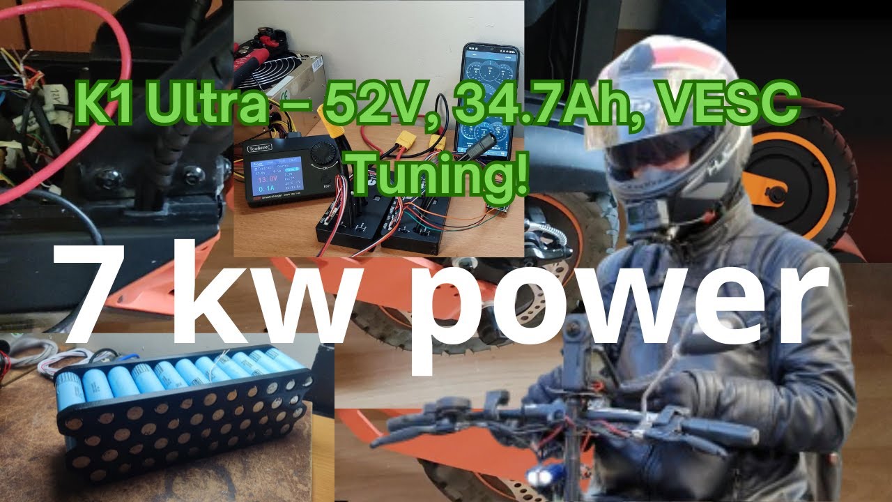 Jak wycisnąć 7kW z Kamikaze K1 max ? Tuning VESC + 52V🔥 34,7 ah