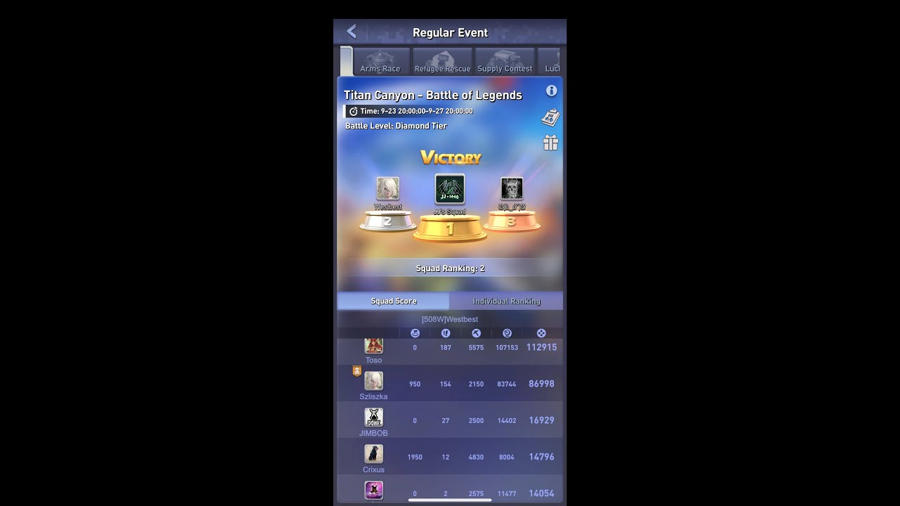 Top War: Titan Canyon - Battle of Legends Diamond Tier Rank 2 #TopWar #TitanCanyon #battleoflegends