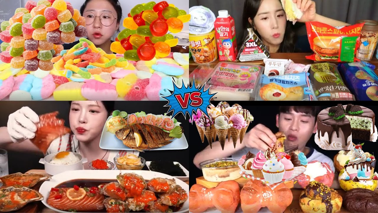 Sweet vs Spicy Mukbang Challenge 🔥🍭 | Desserts, Seafood & Crunchy ASMR Eating