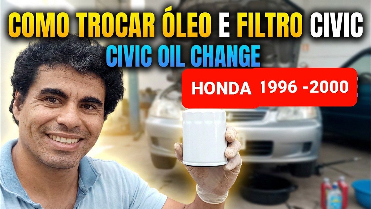 TROCA DE ÓLEO E FILTRO Honda Civic oil change with English subtitles