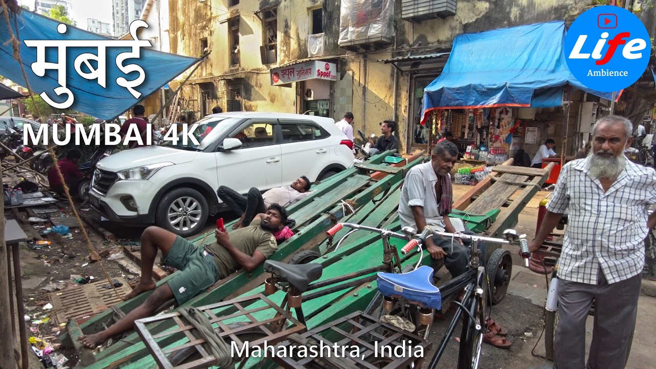 MUMBAI Katha Bazar Walking Tour 🇮🇳 - bustling market Street Life 4K HDR